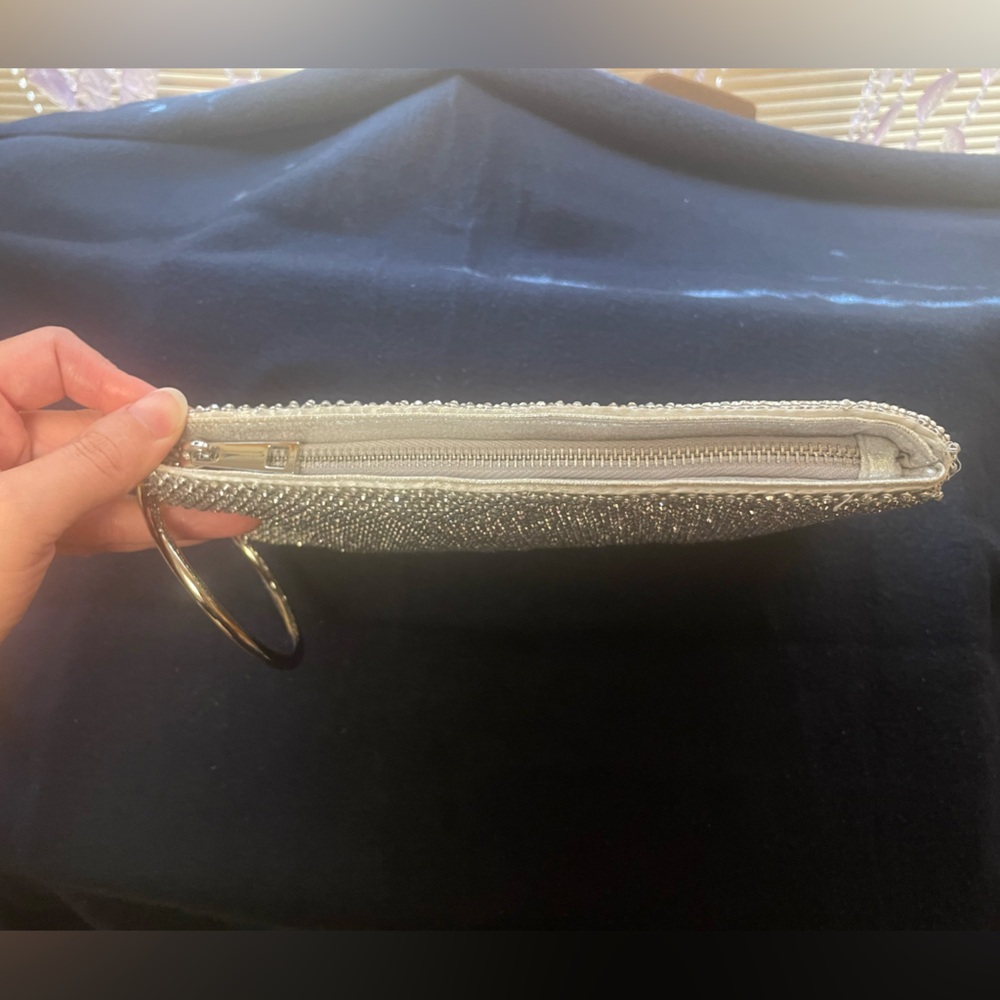 COPY - Silver Sparkle Clutch Bag, INC brand. Rhinestone mesh outer, bangle hand… - Picture 3 of 6